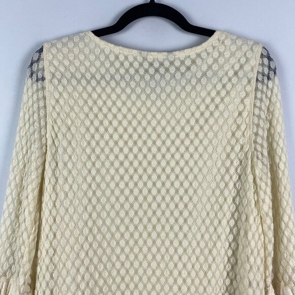 Ali Miles Cream Lace Tunic Top Ivory Size Medium 3/4 Sleeves Sheer - Picture 7 of 10